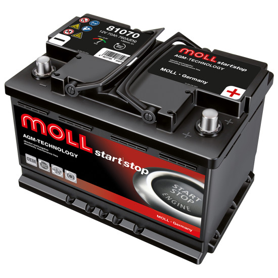 Акумулатор MOLL Start-Stop AGM 12V 70AH 760A