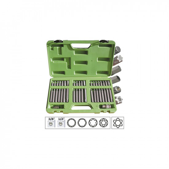 СПЕЦИАЛЕН КОМПЛЕКТ С 40 ГЛАВИ ЗА ОТВЕРТКИ ЗА ВИНТОВЕ TORX JBM