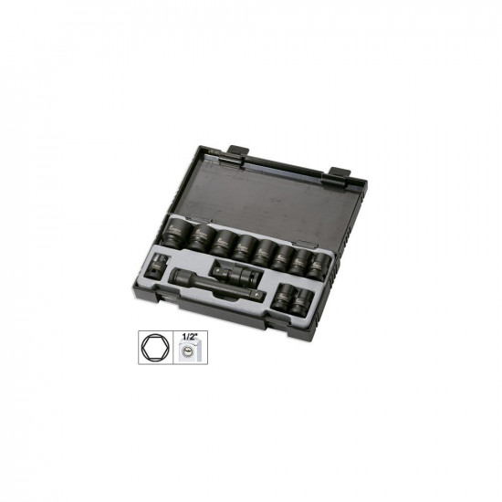 КОМПЛЕКТ ОТ 13 ЧАСТ. 1/2` ШЕСТОТЕН УДАРЕН БИТ. + JBM АДАПТЕР