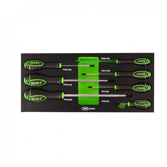 КОМПЛЕКТ ОТ 7 ЗВЕЗДООБРАЗНИ ОТВЕРТКИ В ДЪРЖАЧ ОТ EVA ПЯНА JBM