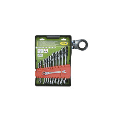 КОМПЛЕКТ ОТ 12 ГЪВКАВИ КОМБИНИРАНИ КЛЮЧОВЕ С ТРЕСОЧКА JBM