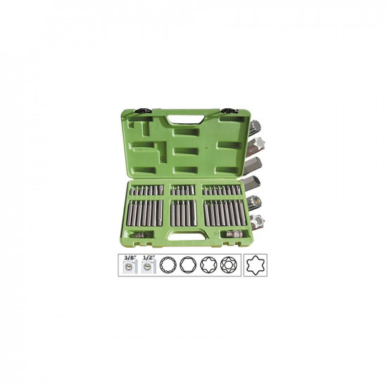 СПЕЦИАЛЕН КОМПЛЕКТ С 40 ГЛАВИ ЗА ОТВЕРТКИ ЗА ВИНТОВЕ TORX 12-6 ЖЕНСКИ JBM