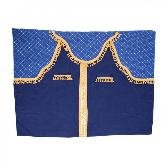 КОМПЛЕКТ ЗАВЕСИ ЗА КАБИНАТА НА КАМИОН. УНИВЕРСАЛНИ. КАДИФЕНИ. СИЊО-ЗЛАТИСТИ