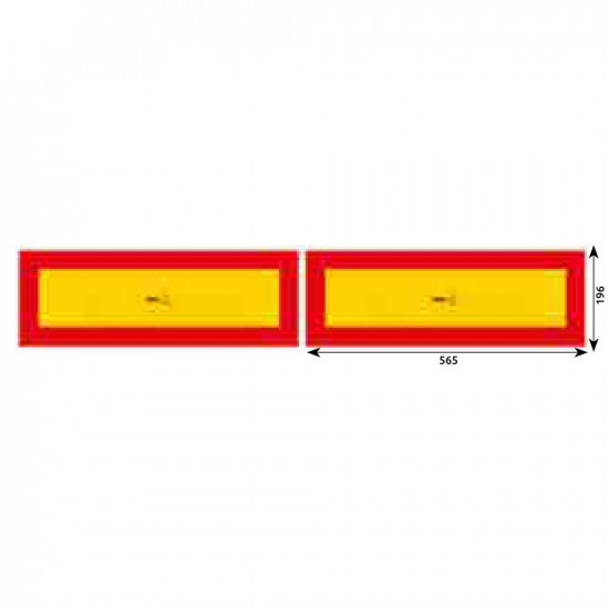 КОМПЛЕКТ ОТ 2 ОТРАЖАТЕЛИ 565X196 ММ ЖЪЛТО/ЧЕРВЕНИ АЛУМИНИЕВИ HICO