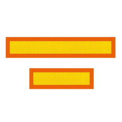КОМПЛЕКТ ОТ 2 СВЕТЛООТРАЖАЩИ ПЛОЧИ ЖЪЛТИ/ЧЕРВЕНИ ФЛУОРЕСЦЕНТНИ 500X100 ММ АЛУМИНИЕВИ HICO