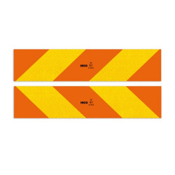 КОМПЛЕКТ ОТ 2 ОТРАЖАТЕЛИ 565X132 ММ ЖЪЛТО/ЧЕРВЕНО ФЛУОРЕСЦЕНТНИ АЛУМИНИЕВИ RF 70.01 HICO