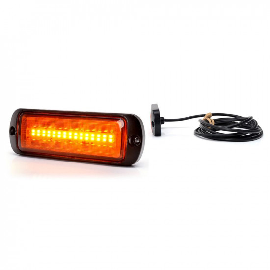 ОРАНЖЕВА LED СТРОБОСКОП 1469 W218 С РЕШЕТКА, 2 ФАЗИ, 12V-24V, 21W, БЯЛА