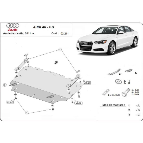 Метална кора под двигател и радиатор AUDI A6 (4G2, C7, 4GC) от 2010